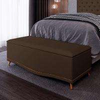 Calçadeira Baú Casal 140cm Com Tachas Imperial J02 Veludo Chocolate - Mpozenato - 2