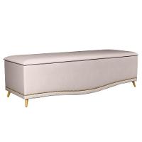 Calçadeira Baú King 195cm Com Tachas Imperial Veludo J02 Bege - Mpozenato - 1