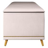 Calçadeira Baú King 195cm Com Tachas Imperial Veludo J02 Bege - Mpozenato - 6