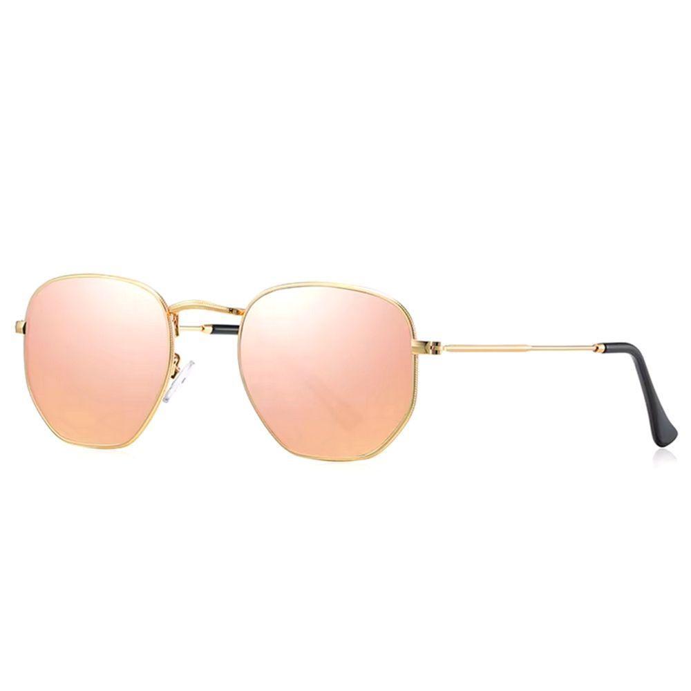 Óculos De Sol Clássico Retro Hexágono Metal Frame Com Proteção Uv400 Rosa - 1