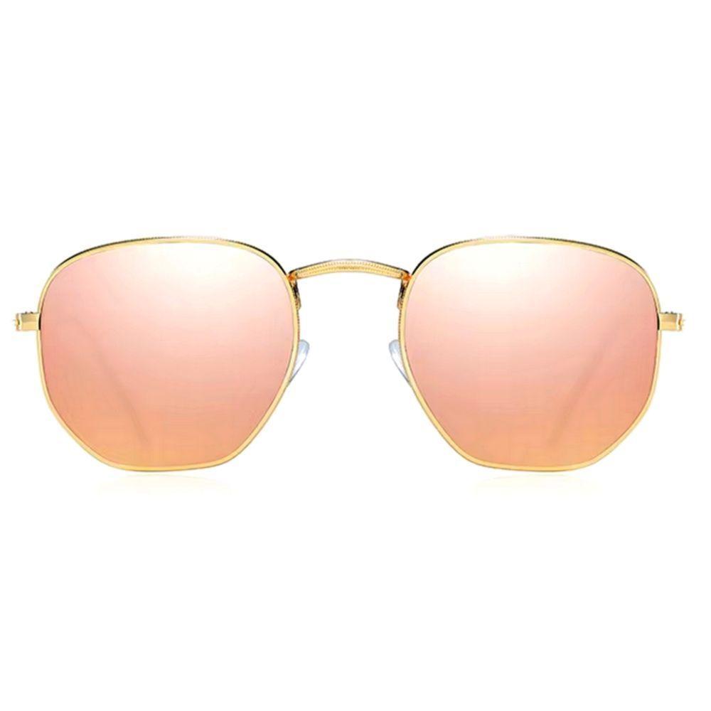 Óculos De Sol Clássico Retro Hexágono Metal Frame Com Proteção Uv400 Rosa - 2