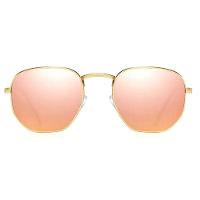 Óculos De Sol Clássico Retro Hexágono Metal Frame Com Proteção Uv400 Rosa - 2