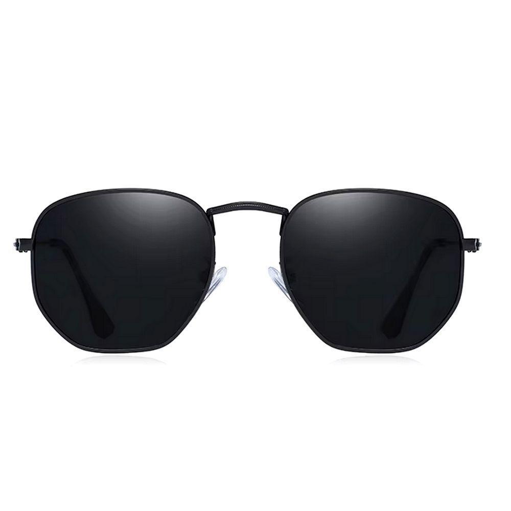 Óculos De Sol Clássico Retro Hexágono Metal Frame Com Proteção Uv400 Preto - 2
