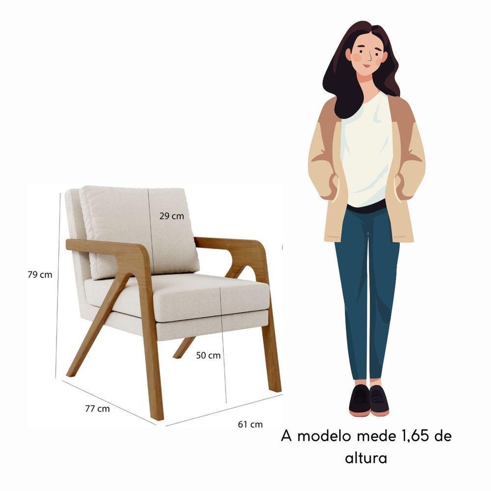 Kit 2 Poltrona Decorativa Moderna Para Sala Escritório Xangai Bouclé Bege - 3