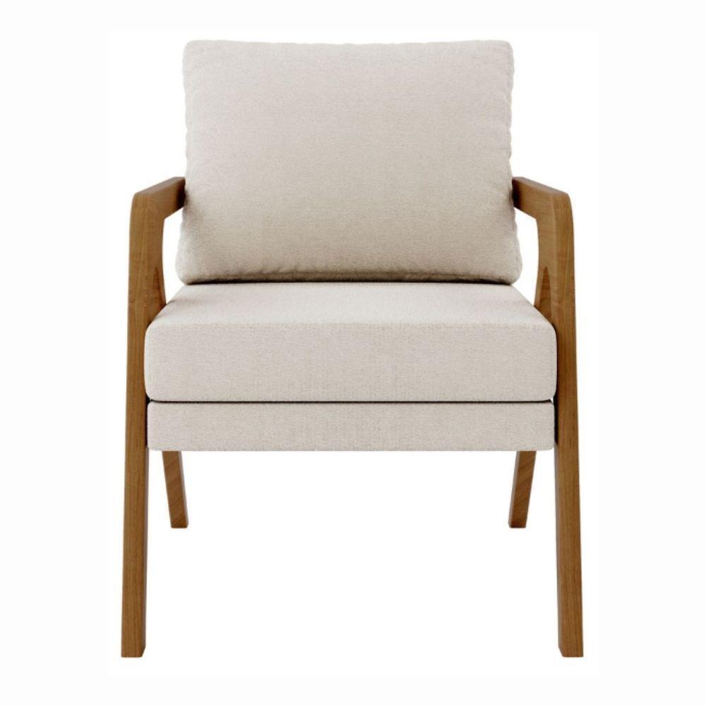 Kit 2 Poltrona Decorativa Moderna Para Sala Escritório Xangai Bouclé Bege - 8