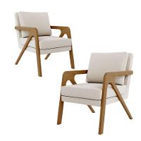 Kit 2 Poltrona Decorativa Moderna Para Sala Escritório Xangai Bouclé Bege - 2