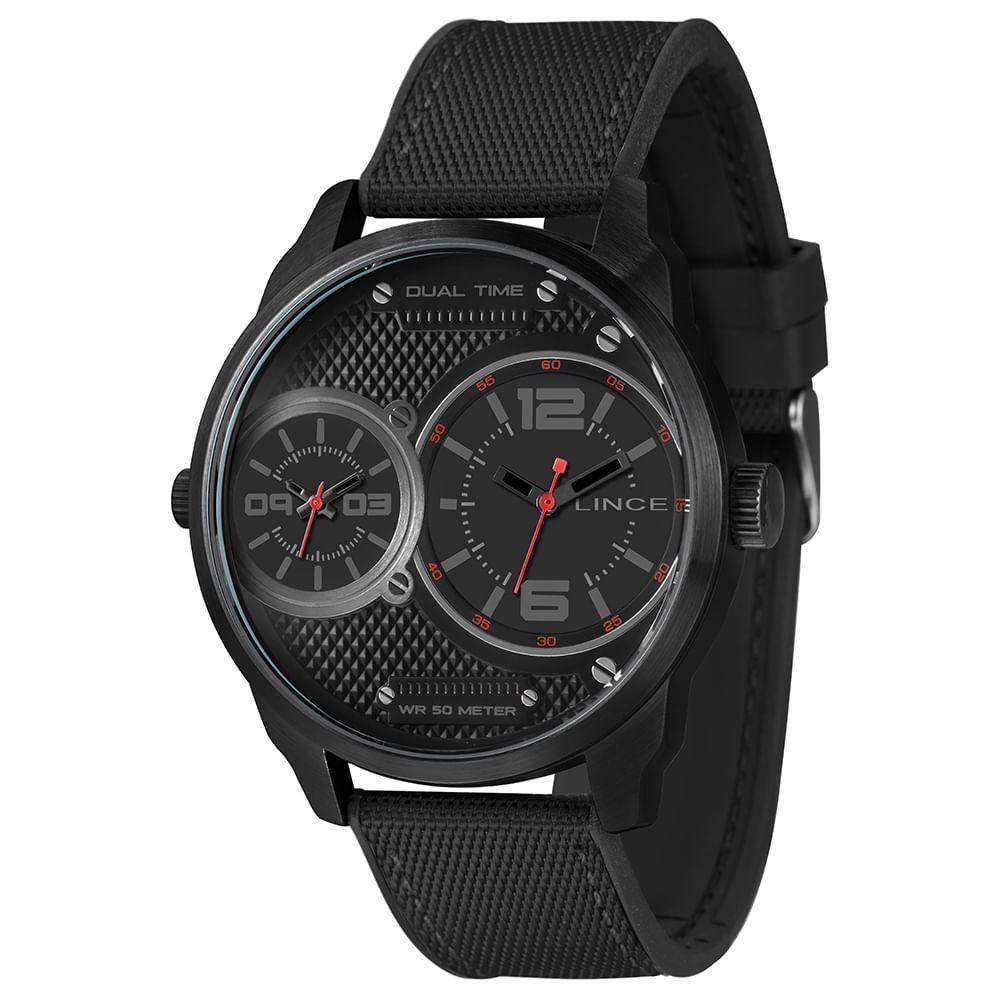 Relógio Lince Masculino Dual Time Preto Mrnh214l50 Pvpx - 1