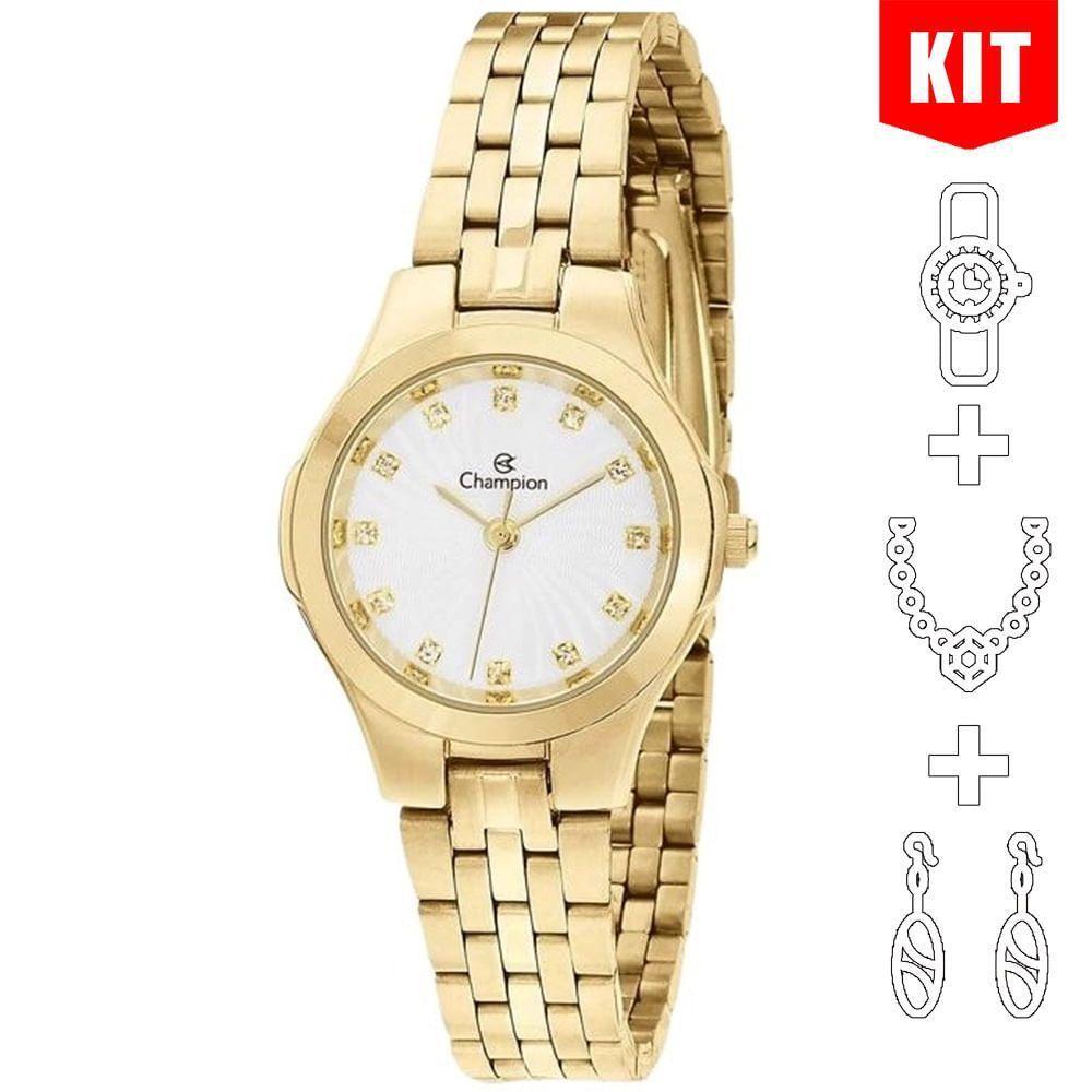 Relógio Champion Kit Feminino Analógico Dourado Cn25458w - 1