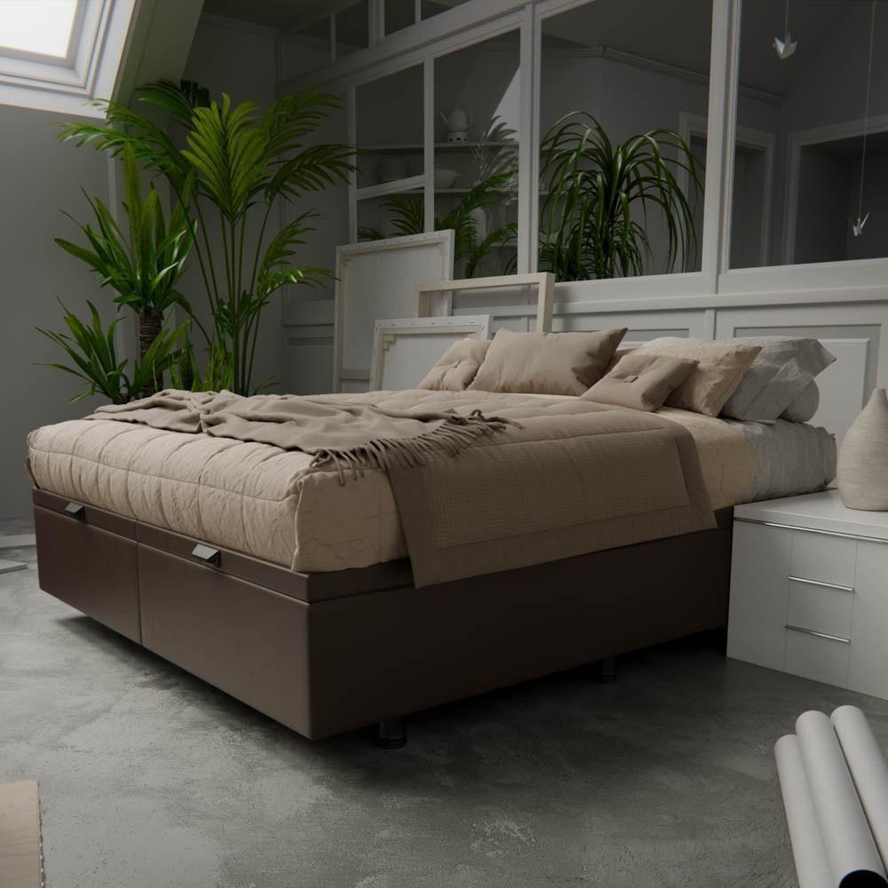 Base Box Baú Para Cama Casal King 192x203cm Bipartido Liz S05 Sintético Marrom - Mpozenato - 2