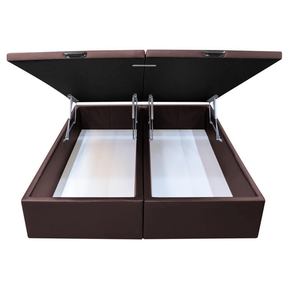 Base Box Baú Para Cama Casal King 192x203cm Bipartido Liz S05 Sintético Marrom - Mpozenato - 3