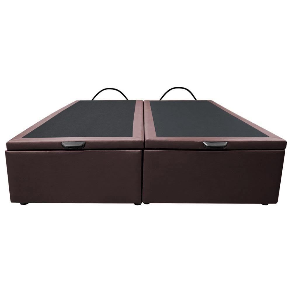 Base Box Baú Para Cama Casal King 192x203cm Bipartido Liz S05 Sintético Marrom - Mpozenato - 6