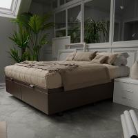 Base Box Baú Para Cama Casal King 192x203cm Bipartido Liz S05 Sintético Marrom - Mpozenato - 2