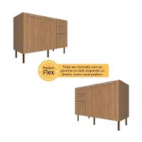 Balcão De Cozinha Com Tampo 2 Portas E 3 Gavetas 120cm Multimóveis Cr20457 Freijó Mármore Branco - 3