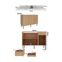 Balcão De Cozinha Com Tampo 2 Portas E 3 Gavetas 120cm Multimóveis Cr20457 Freijó Mármore Branco