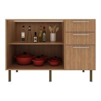 Balcão De Cozinha Com Tampo 2 Portas E 3 Gavetas 120cm Multimóveis Cr20457 Freijó Mármore Branco - 5