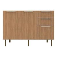 Balcão De Cozinha Com Tampo 2 Portas E 3 Gavetas 120cm Multimóveis Cr20457 Freijó Mármore Branco - 7