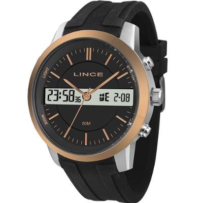 Relógio Lince Masculino Anadigi Preto Borracha Map4491l P1px