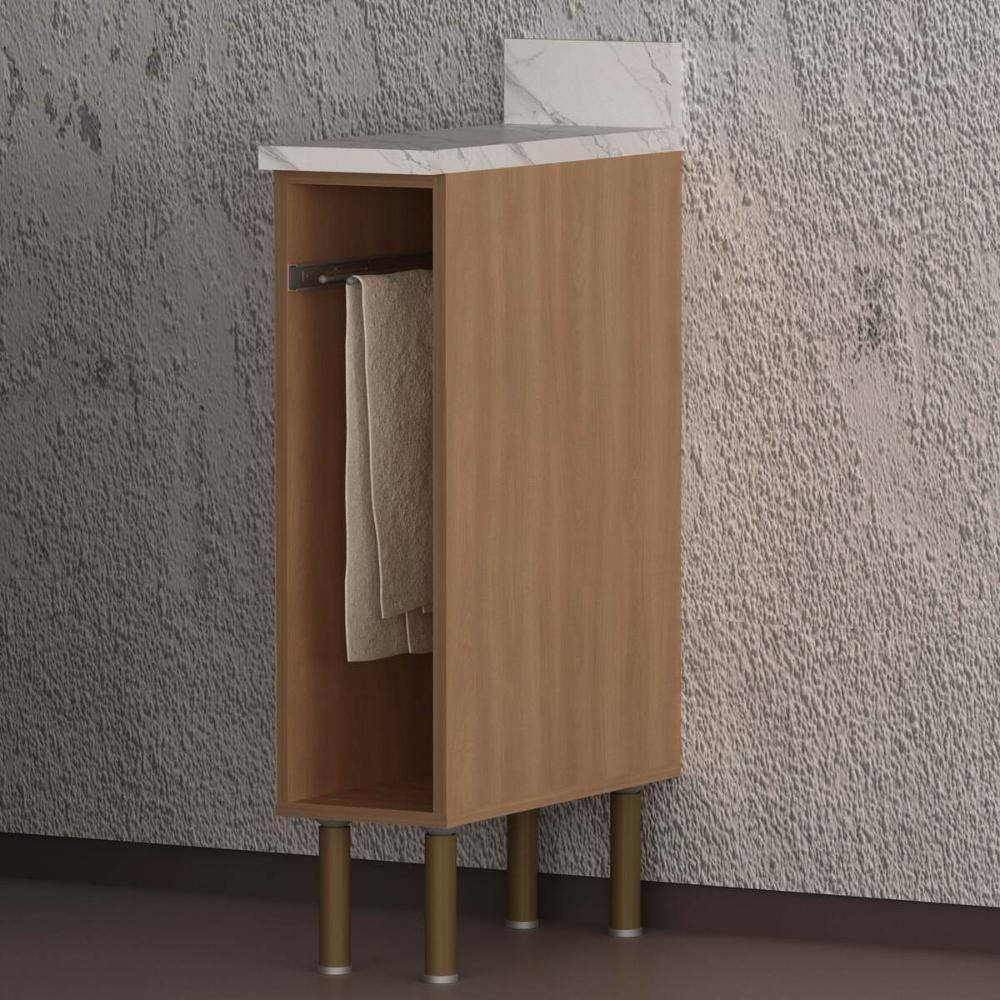 Balcão De Cozinha Com Tampo E Porta Toalhas 20cm Multimóveis Cr20459 Freijó Mármore Branco - 1