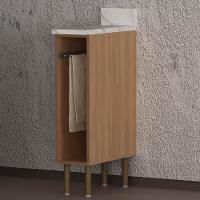 Balcão De Cozinha Com Tampo E Porta Toalhas 20cm Multimóveis Cr20459 Freijó Mármore Branco - 1