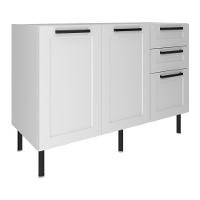 Balcão De Cozinha Gabinete Para Pia 120cm Mdf 2 Portas 3 Gavetas Multimóveis Cr20444 Branco - 1