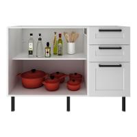 Balcão De Cozinha Gabinete Para Pia 120cm Mdf 2 Portas 3 Gavetas Multimóveis Cr20444 Branco