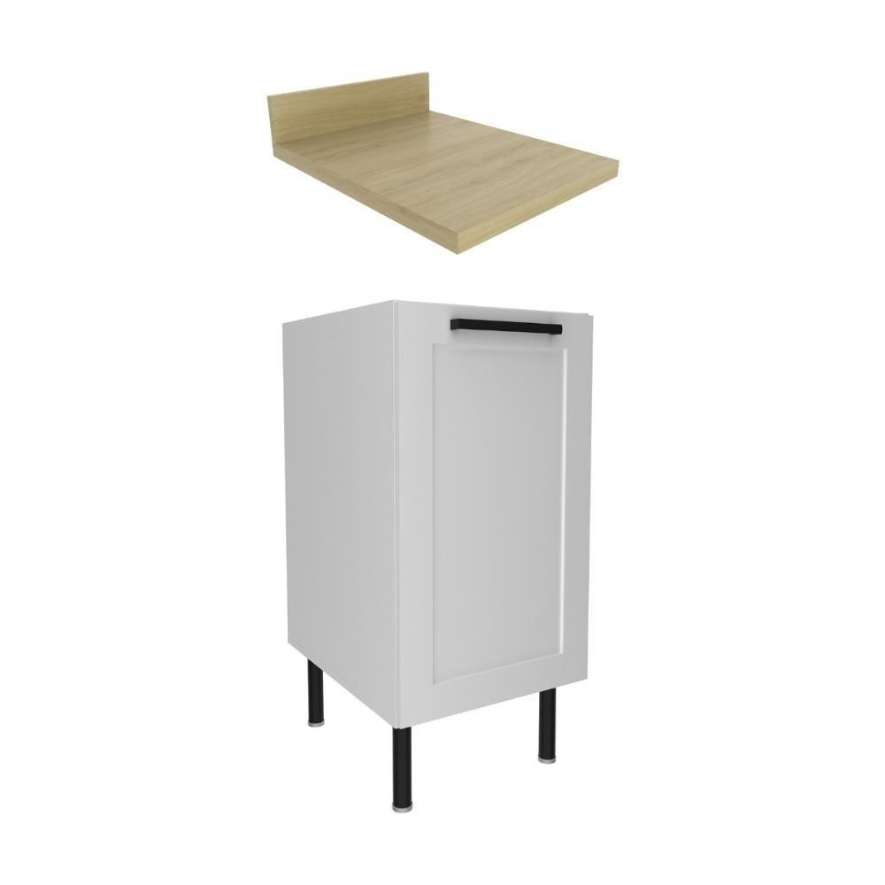 Balcão De Cozinha Em Mdf Com Tampo E 1 Porta 40cm Multimóveis Cr20464 Branco Carvalho Tropical - 2