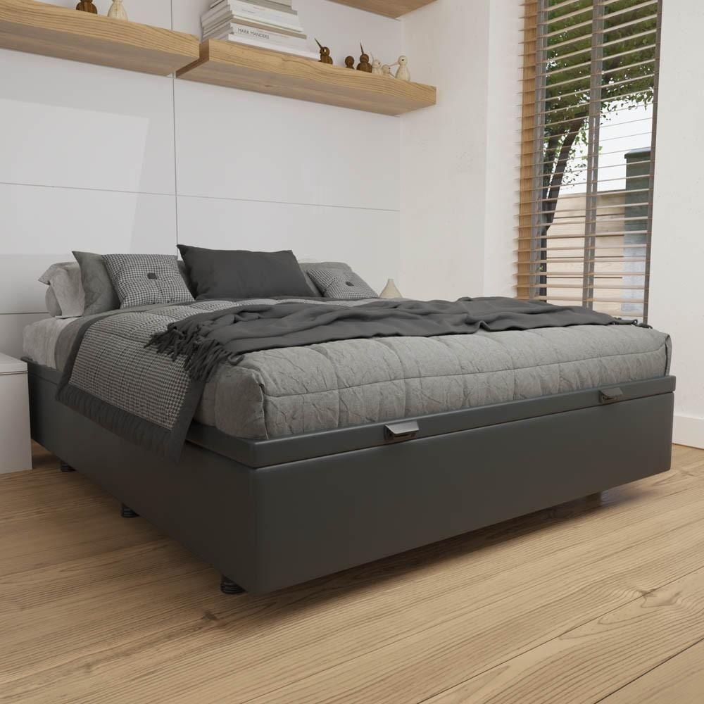 Base Box Baú Para Cama Viúva 128x188cm Liz S05 Sintético Cinza - Mpozenato - 2