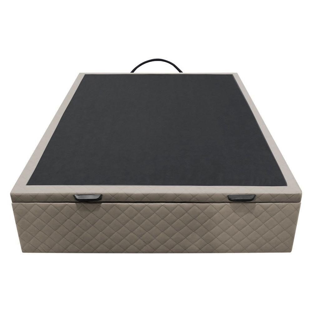 Base Box Baú Para Cama Viúva 128x188cm Liz S05 Suede Bordado Bege - Mpozenato - 3