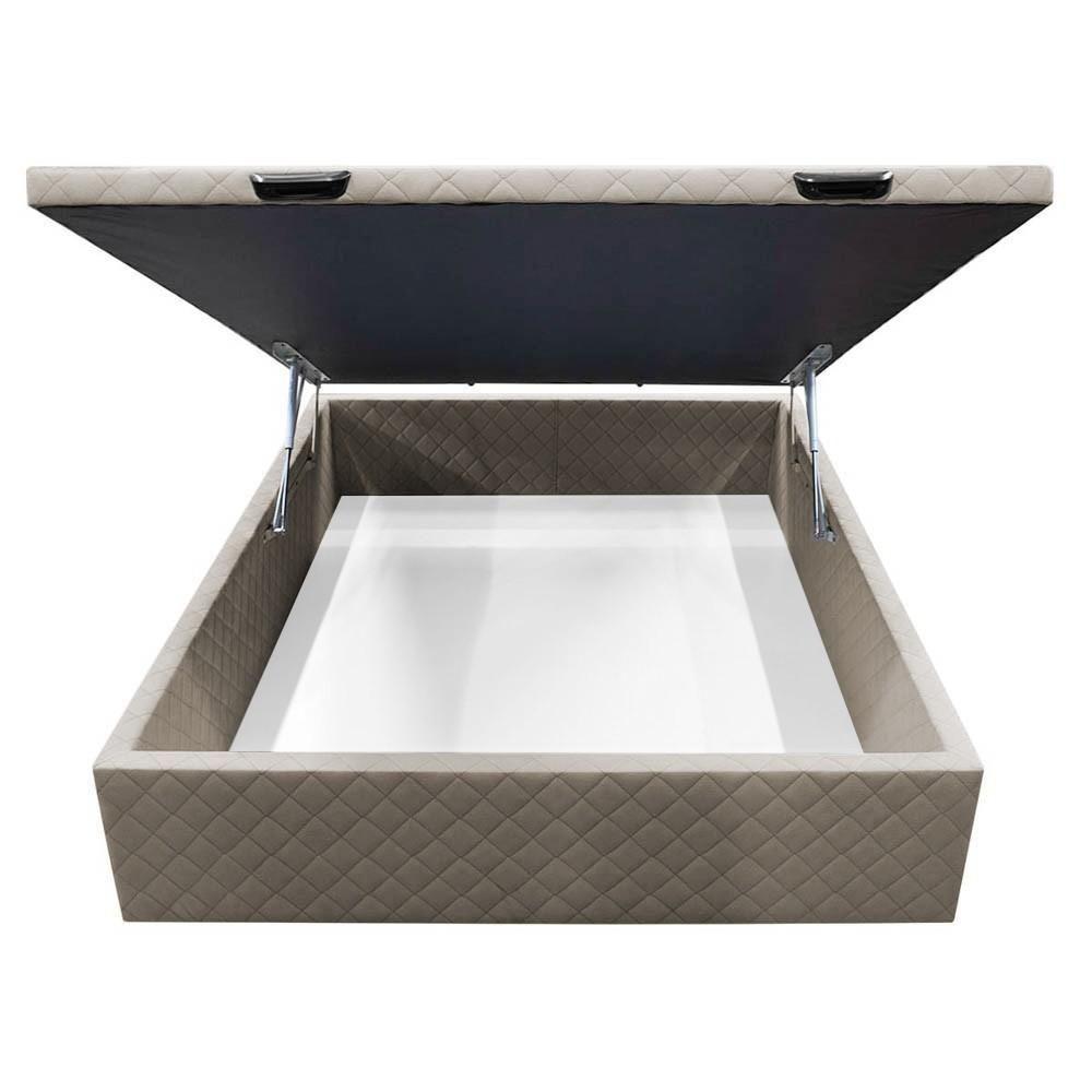 Base Box Baú Para Cama Viúva 128x188cm Liz S05 Suede Bordado Bege - Mpozenato - 6