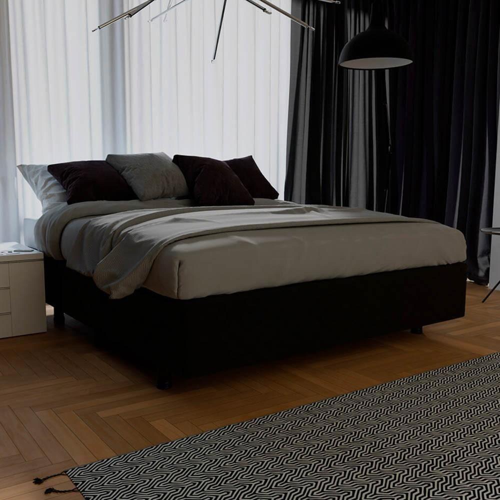Base Box Para Cama Viúva 128x188cm Liz S05 Suede Bordado Preto - Mpozenato - 2