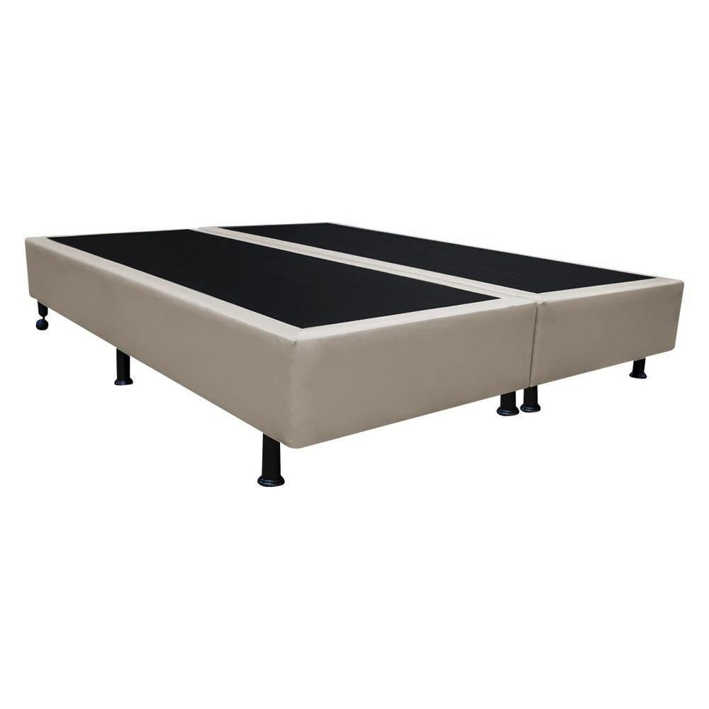 Base Box Para Cama Casal King 192x203cm Bipartido Liz S05 Sintético Bege - Mpozenato - 1