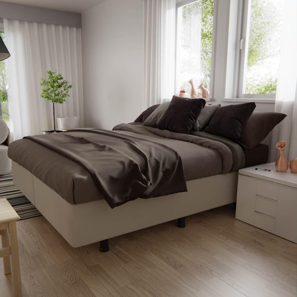 Base Box Para Cama Casal King 192x203cm Bipartido Liz S05 Sintético Bege - Mpozenato - 2