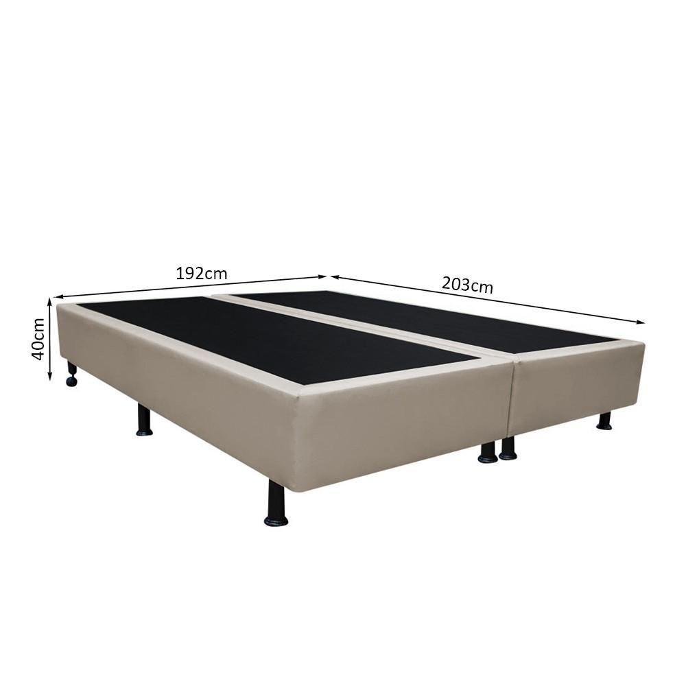 Base Box Para Cama Casal King 192x203cm Bipartido Liz S05 Sintético Bege - Mpozenato - 4
