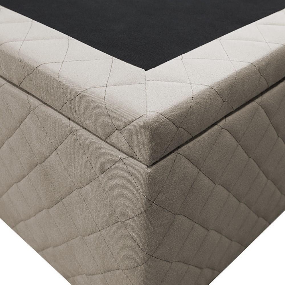Base Box Baú Para Cama Casal 138x188cm Liz S05 Suede Bordado Bege - Mpozenato - 5
