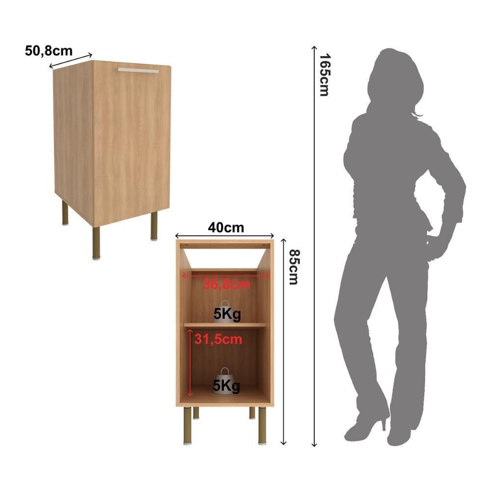 Balcão De Cozinha Com 1 Porta 40cm Multimóveis Cr20422 Freijó - 3