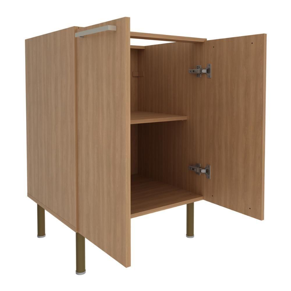 Balcão De Cozinha Com Tampo E 2 Portas 60cm Multimóveis Cr20461 Freijó Mármore Branco - 5