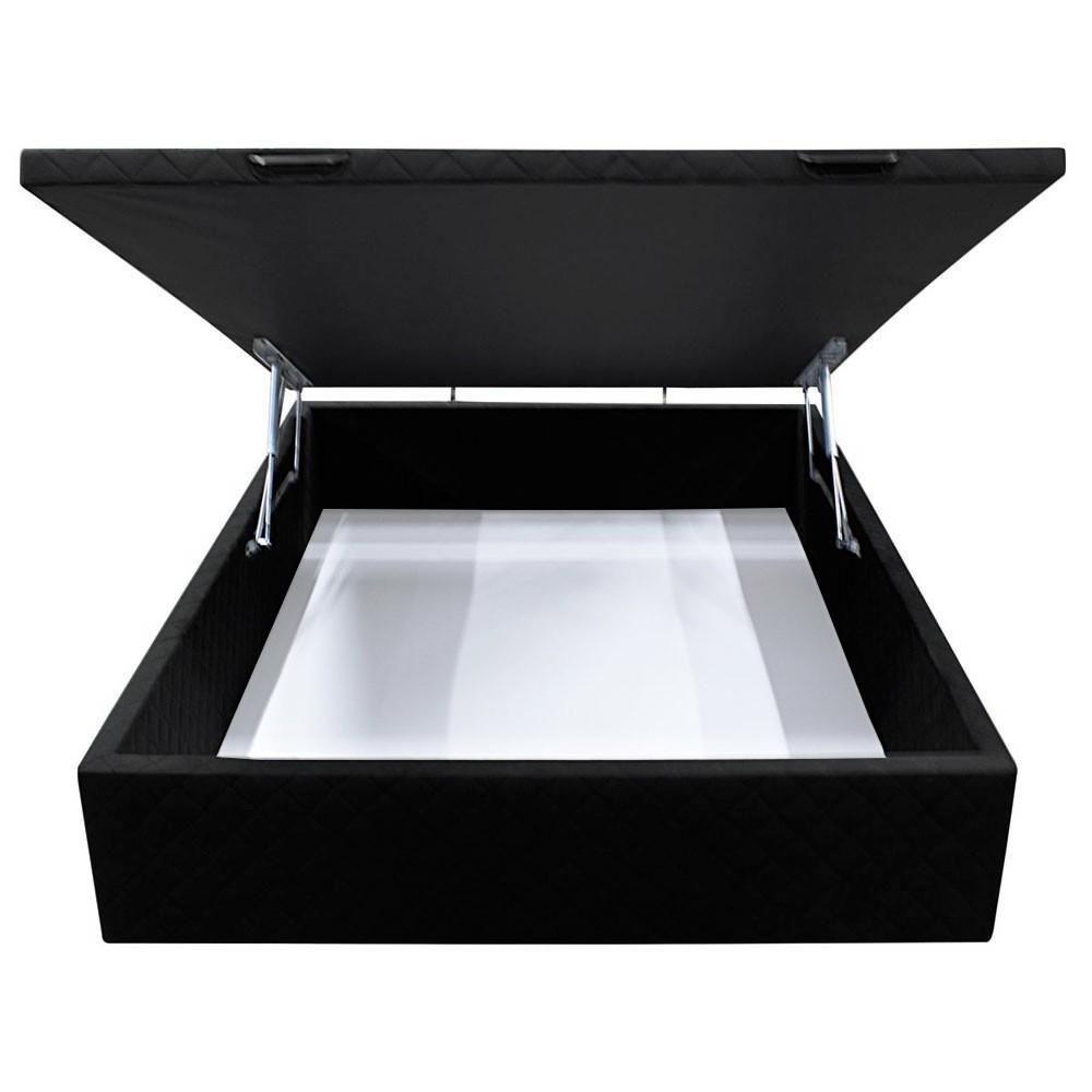 Base Box Baú Para Cama Viúva 128x188cm Liz S05 Suede Bordado Preto - Mpozenato - 3