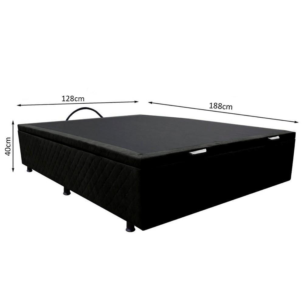 Base Box Baú Para Cama Viúva 128x188cm Liz S05 Suede Bordado Preto - Mpozenato - 4