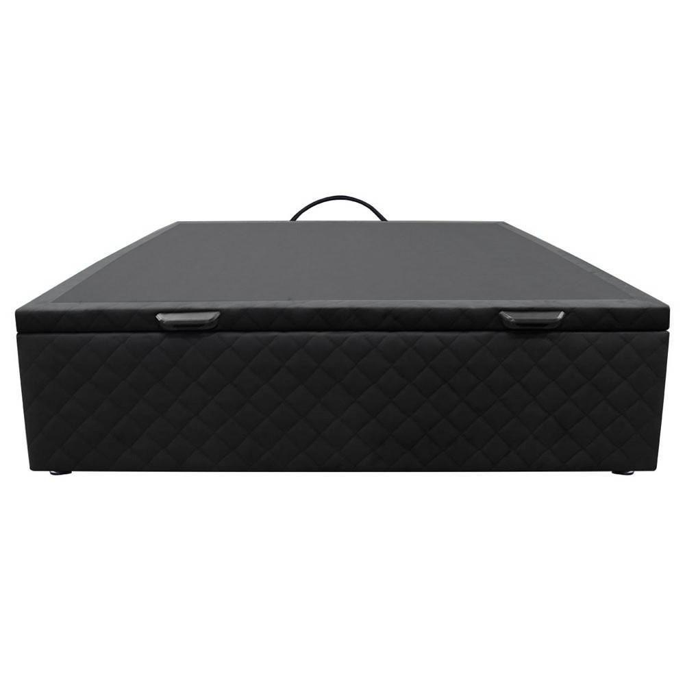 Base Box Baú Para Cama Viúva 128x188cm Liz S05 Suede Bordado Preto - Mpozenato - 6