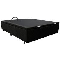 Base Box Baú Para Cama Viúva 128x188cm Liz S05 Suede Bordado Preto - Mpozenato - 1