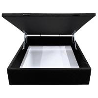 Base Box Baú Para Cama Viúva 128x188cm Liz S05 Suede Bordado Preto - Mpozenato - 3