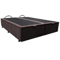 Base Box Baú Para Cama Casal Queen 158x198cm Bipartido Liz S05 Suede Bordado Marrom - Mpozenato - 1