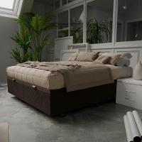 Base Box Baú Para Cama Casal Queen 158x198cm Bipartido Liz S05 Suede Bordado Marrom - Mpozenato - 2