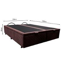 Base Box Baú Para Cama Casal Queen 158x198cm Bipartido Liz S05 Suede Bordado Marrom - Mpozenato
