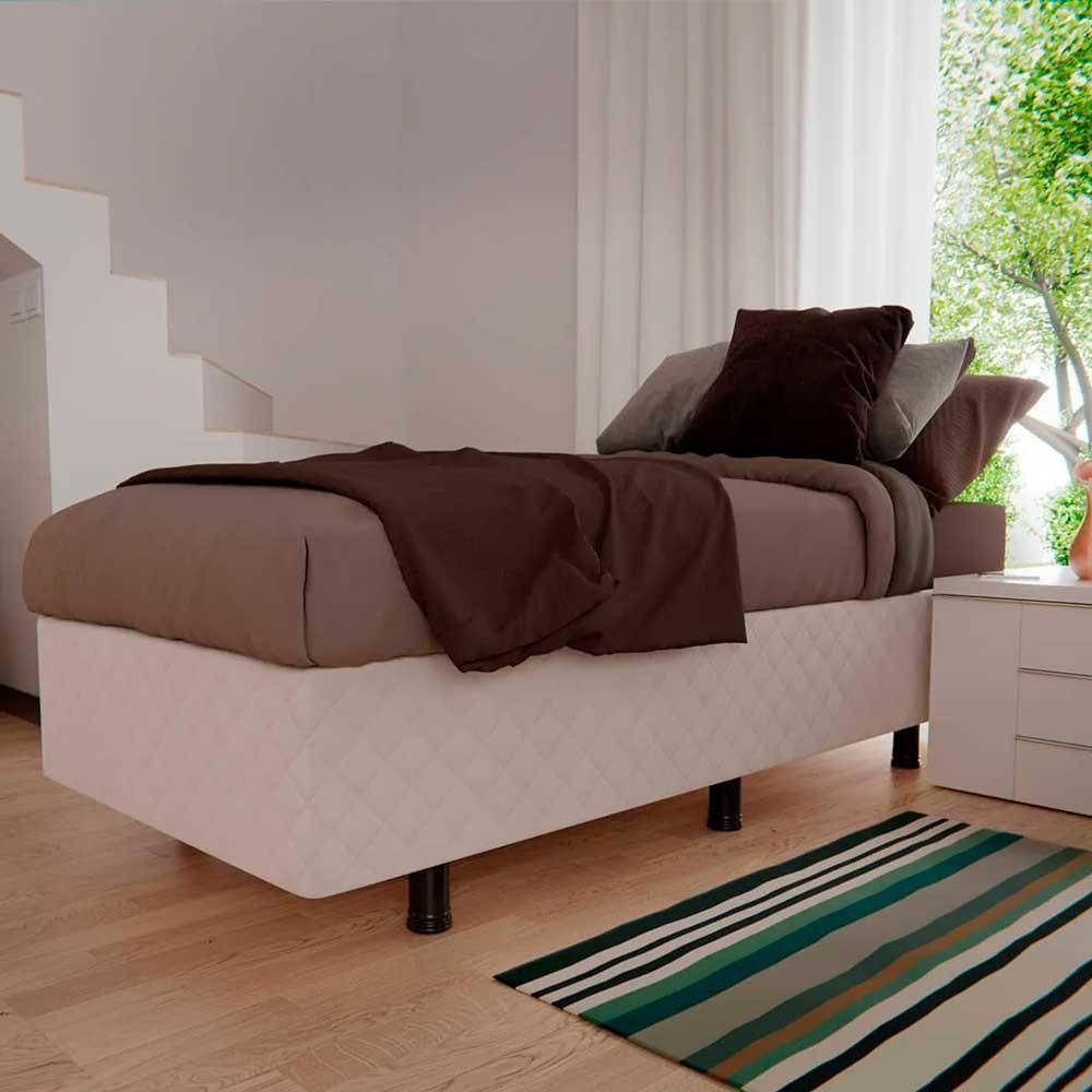 Base Box Para Cama Solteiro 88x188cm Liz S05 Suede Bordado Bege - Mpozenato - 2
