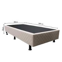 Base Box Para Cama Solteiro 88x188cm Liz S05 Suede Bordado Bege - Mpozenato