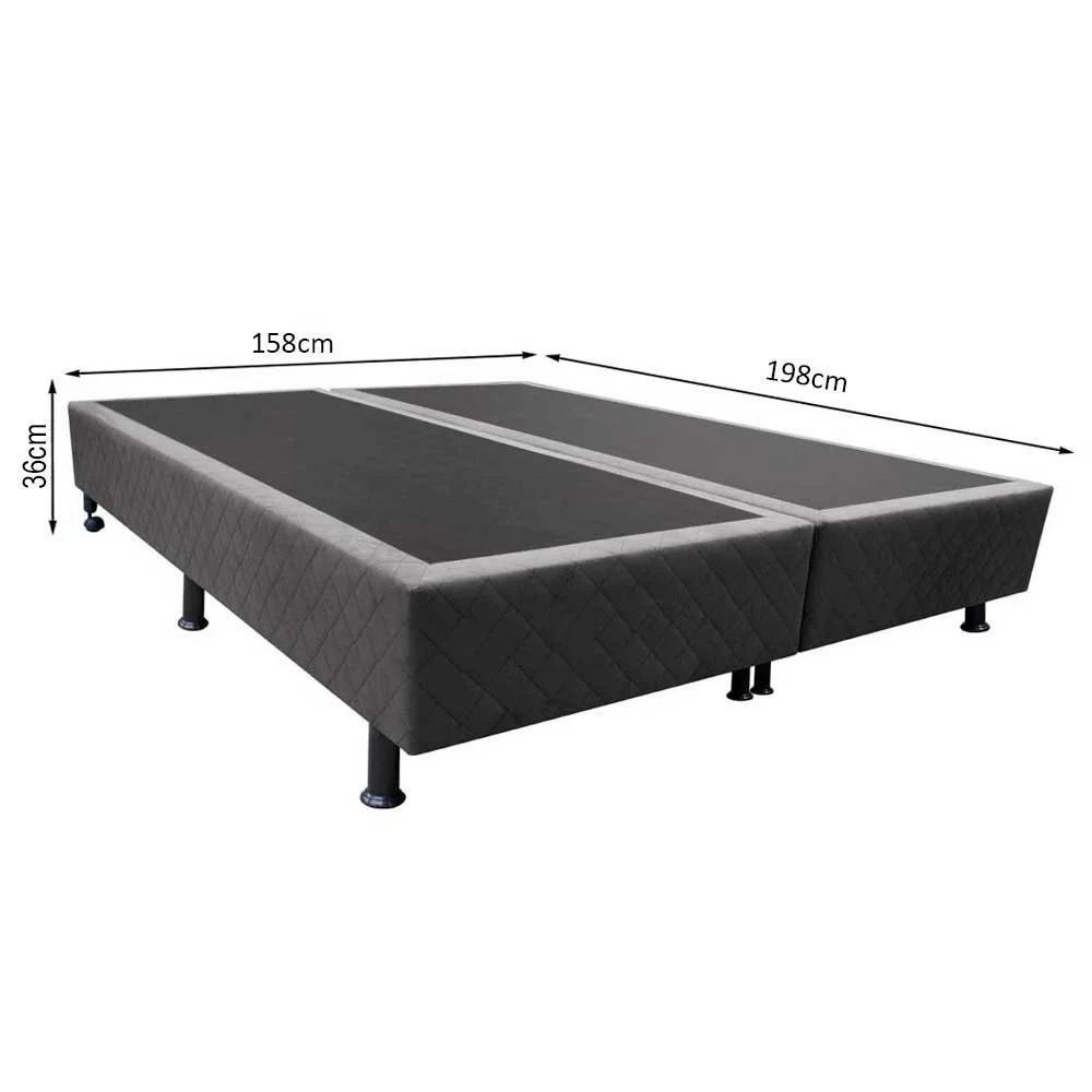 Base Box Para Cama Casal Queen 158x198cm Bipartido Liz S05 Suede Bordado Cinza - Mpozenato - 4