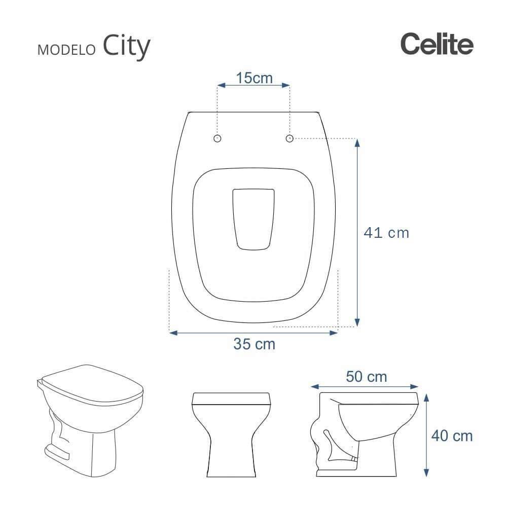 Assento Sanitário Polipropileno Soft Close City Branco Para Vaso Celite - 5
