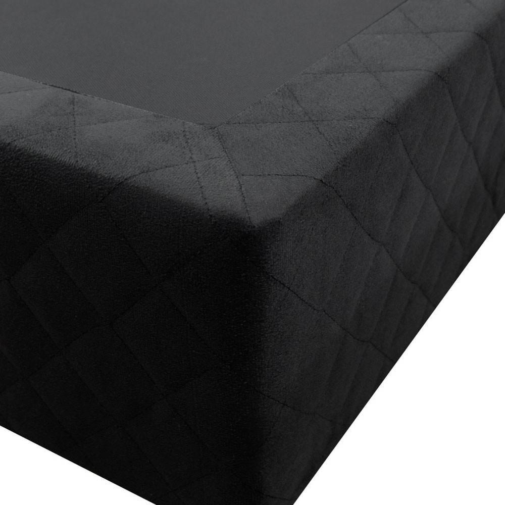 Base Box Para Cama Casal King 192x203cm Bipartido Liz S05 Suede Bordado Preto - Mpozenato - 3