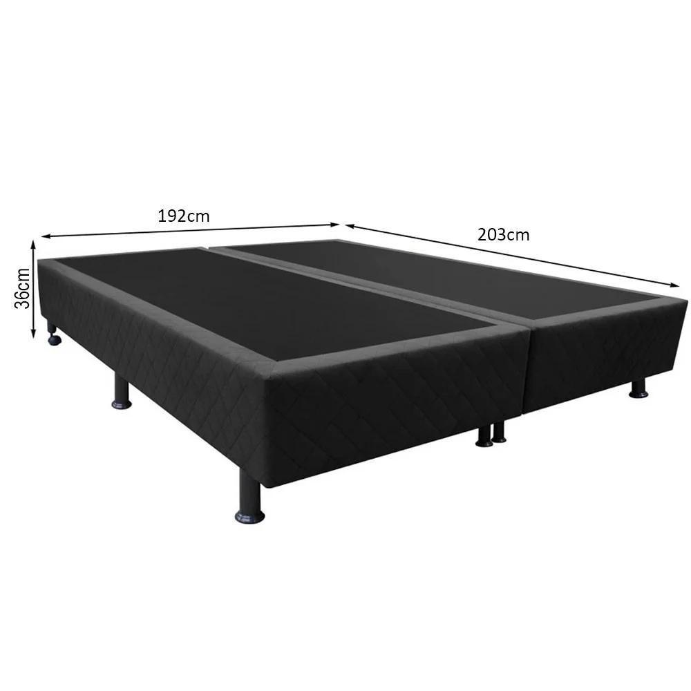 Base Box Para Cama Casal King 192x203cm Bipartido Liz S05 Suede Bordado Preto - Mpozenato - 4